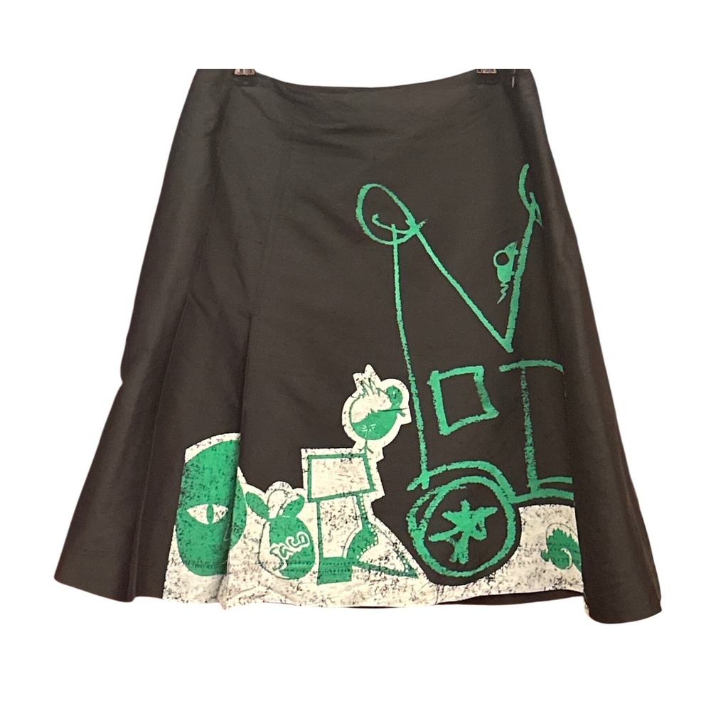 Y2K Boba Silk Cat Mouse Graphic Print Skirt Avant Garde Indie Whimsygoth 40